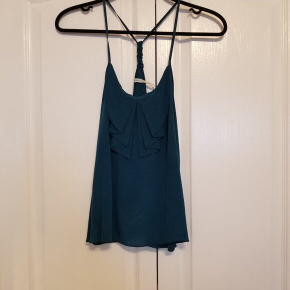 Kimchi Blue Silk Flowy Tank Top Small Blue Women Urban Outfitters Pleated Design - Picture 5 of 9